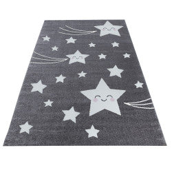 Kids Vloerkleed – Kindervloerkleed – Ster Grijs – Anti-Allergisch