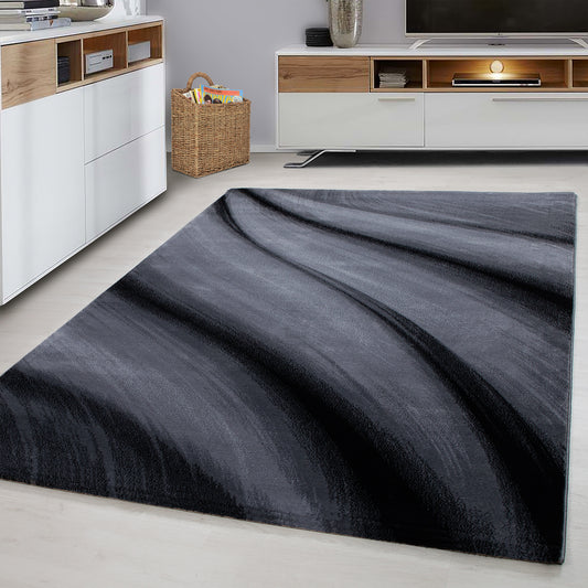 Miami Vloerkleed – Zwart / Zachte Golfstructuur – Hoogpolig & Luxe