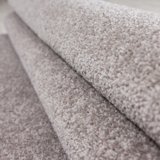 Ata Rond Vloerkleed – Beige – Laagpolig met Vilt Onderkant