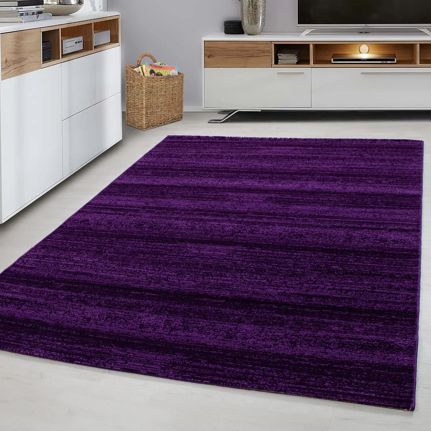 Plus Vloerkleed – Lila – Laagpolig & Gemêleerd Uni Design