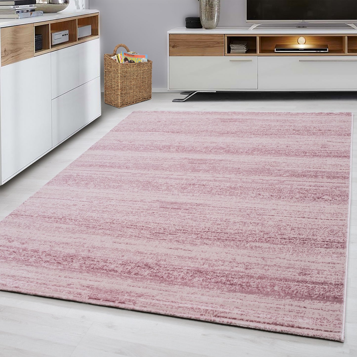 Plus Vloerkleed – Roze – Laagpolig & Gemêleerd Uni Design