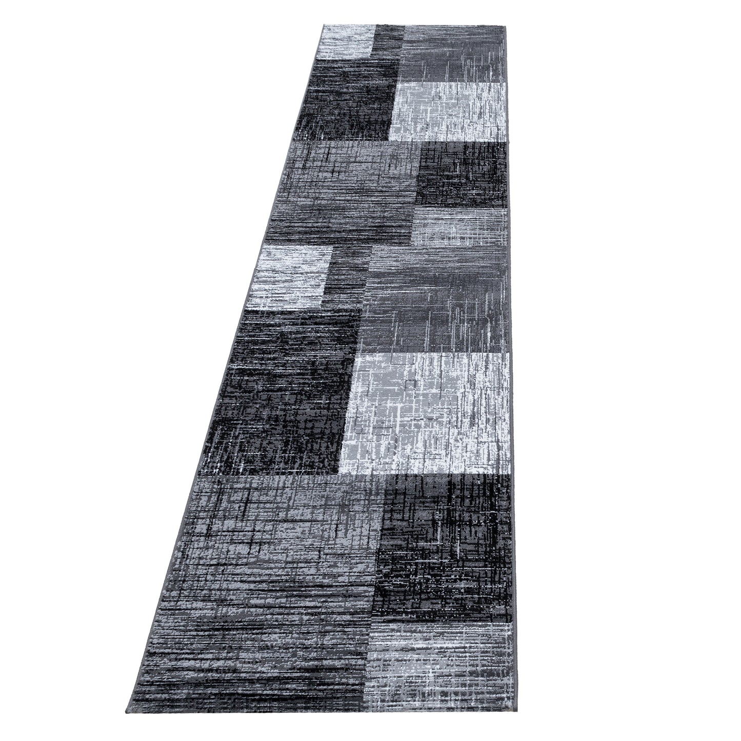 Plus Vloerkleed – Zwart – Blokkenpatroon – Laagpolig & Modern