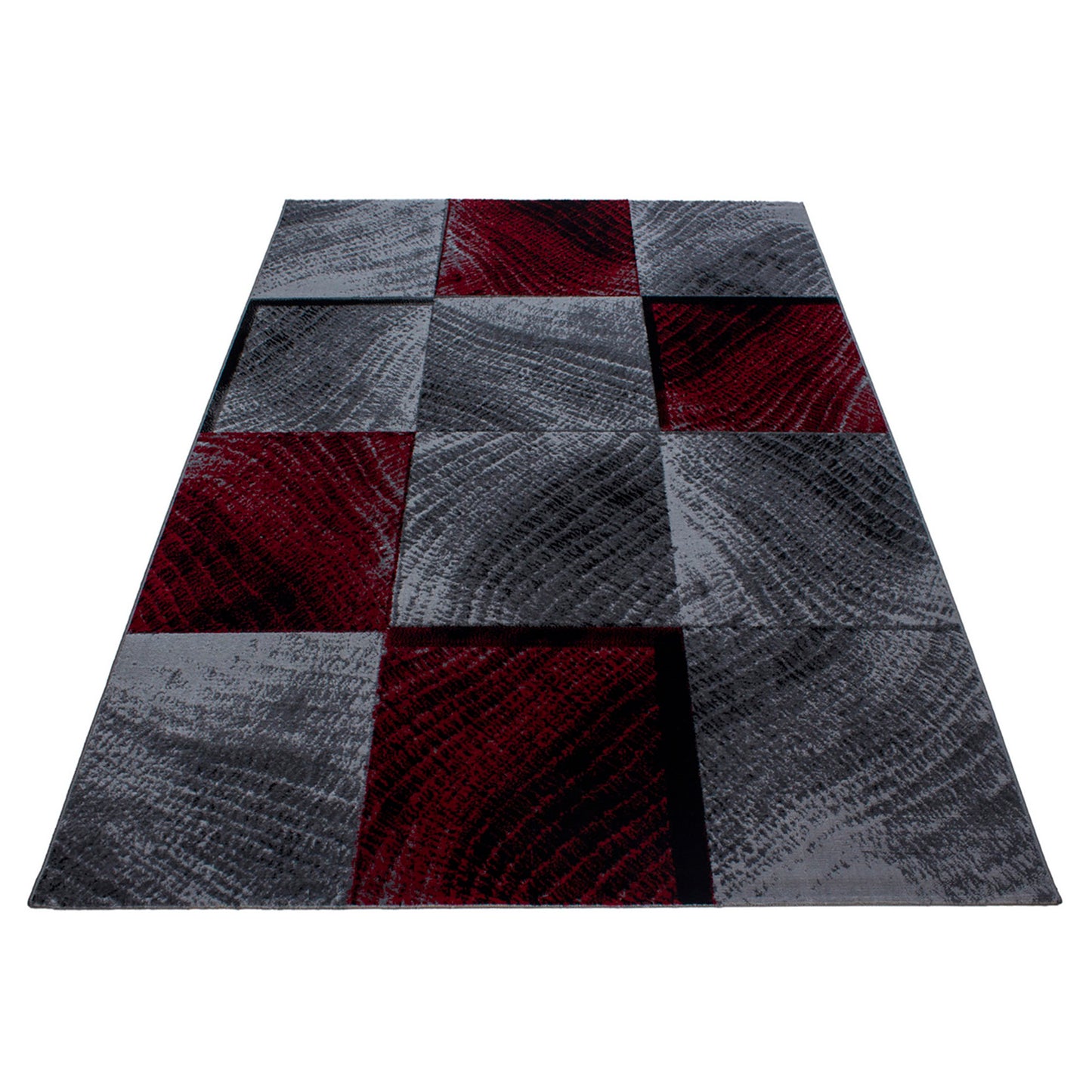 Plus Vloerkleed – Rood – Patchwork Design – Laagpolig