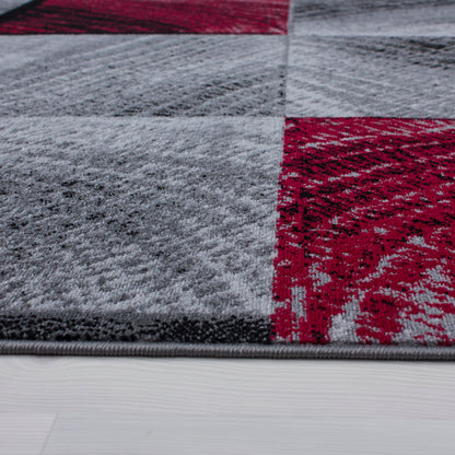 Plus Vloerkleed – Rood – Patchwork Design – Laagpolig