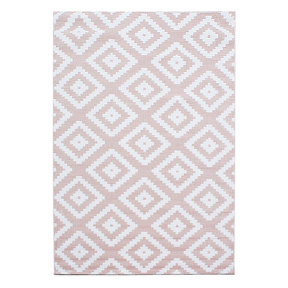 Plus Vloerkleed – Pink – Ruitmotief – Laagpolig & Modern