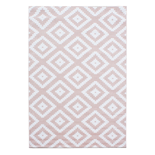 Plus Vloerkleed – Pink – Ruitmotief – Laagpolig & Modern