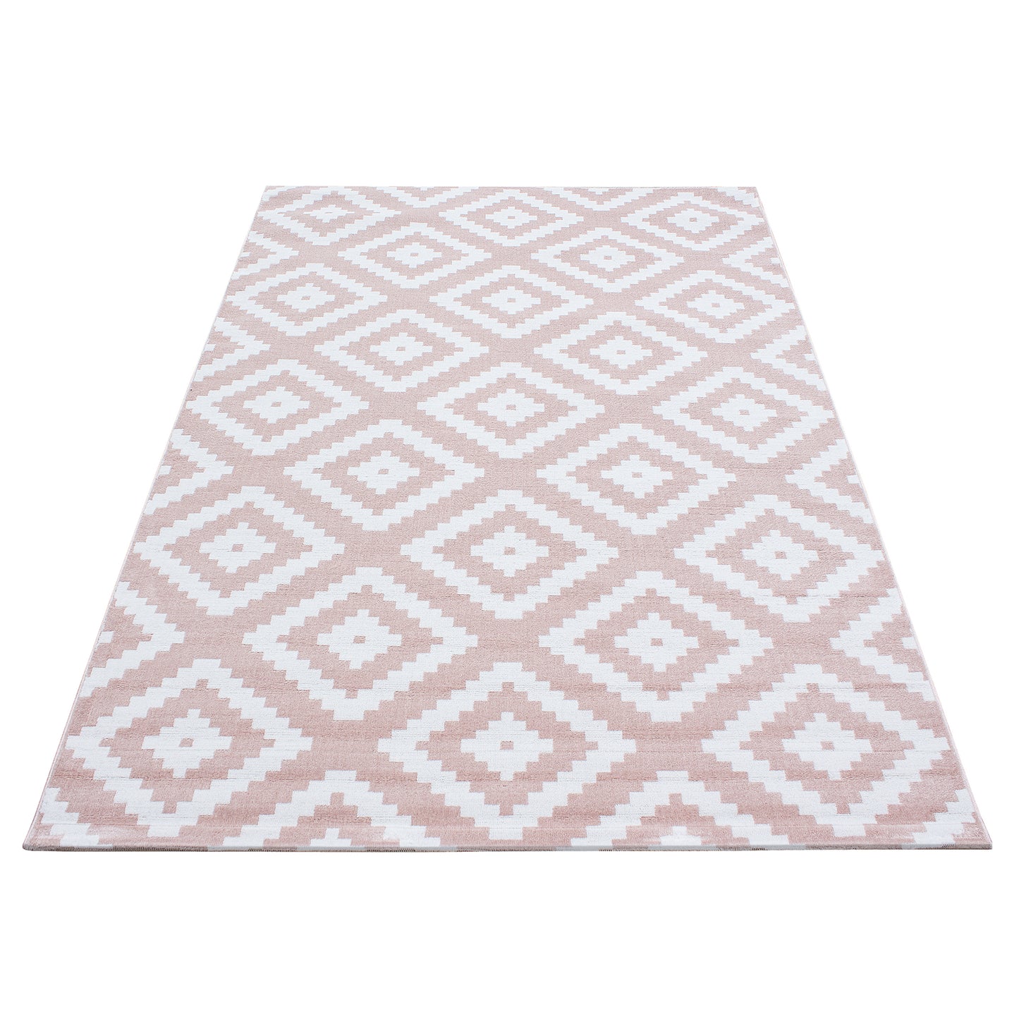 Plus Vloerkleed – Pink – Ruitmotief – Laagpolig & Modern