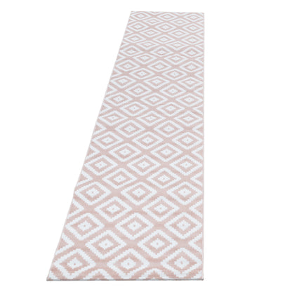 Plus Vloerkleed – Pink – Ruitmotief – Laagpolig & Modern