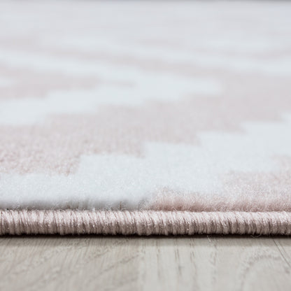 Plus Vloerkleed – Pink – Ruitmotief – Laagpolig & Modern