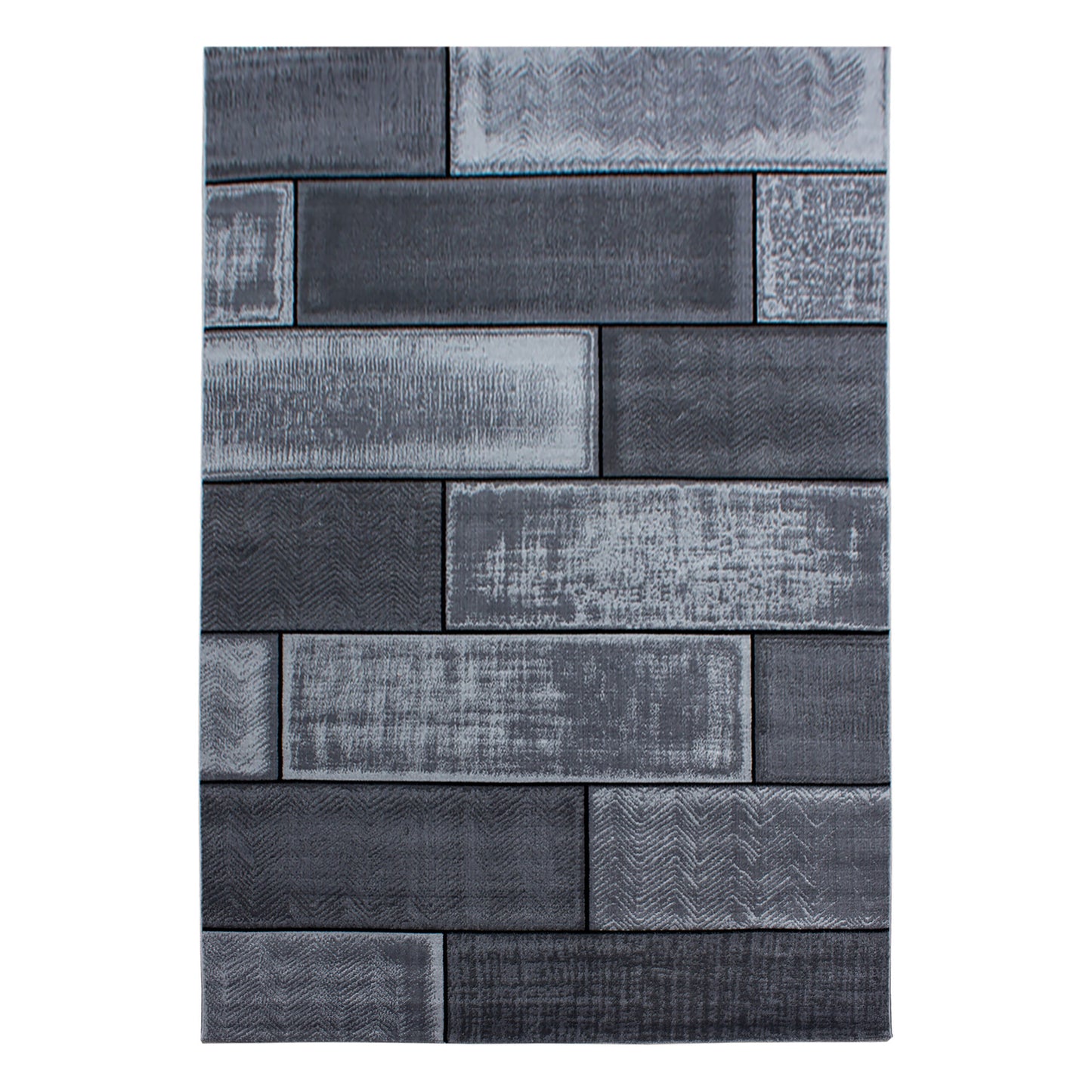 Plus Vloerkleed – Zwart – Steenlook Design – Laagpolig & Industrieel