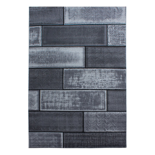 Plus Vloerkleed – Zwart – Steenlook Design – Laagpolig & Industrieel