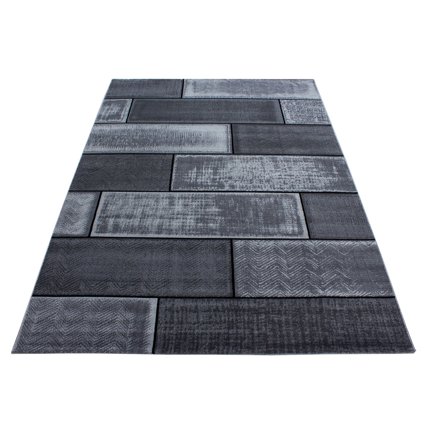 Plus Vloerkleed – Zwart – Steenlook Design – Laagpolig & Industrieel