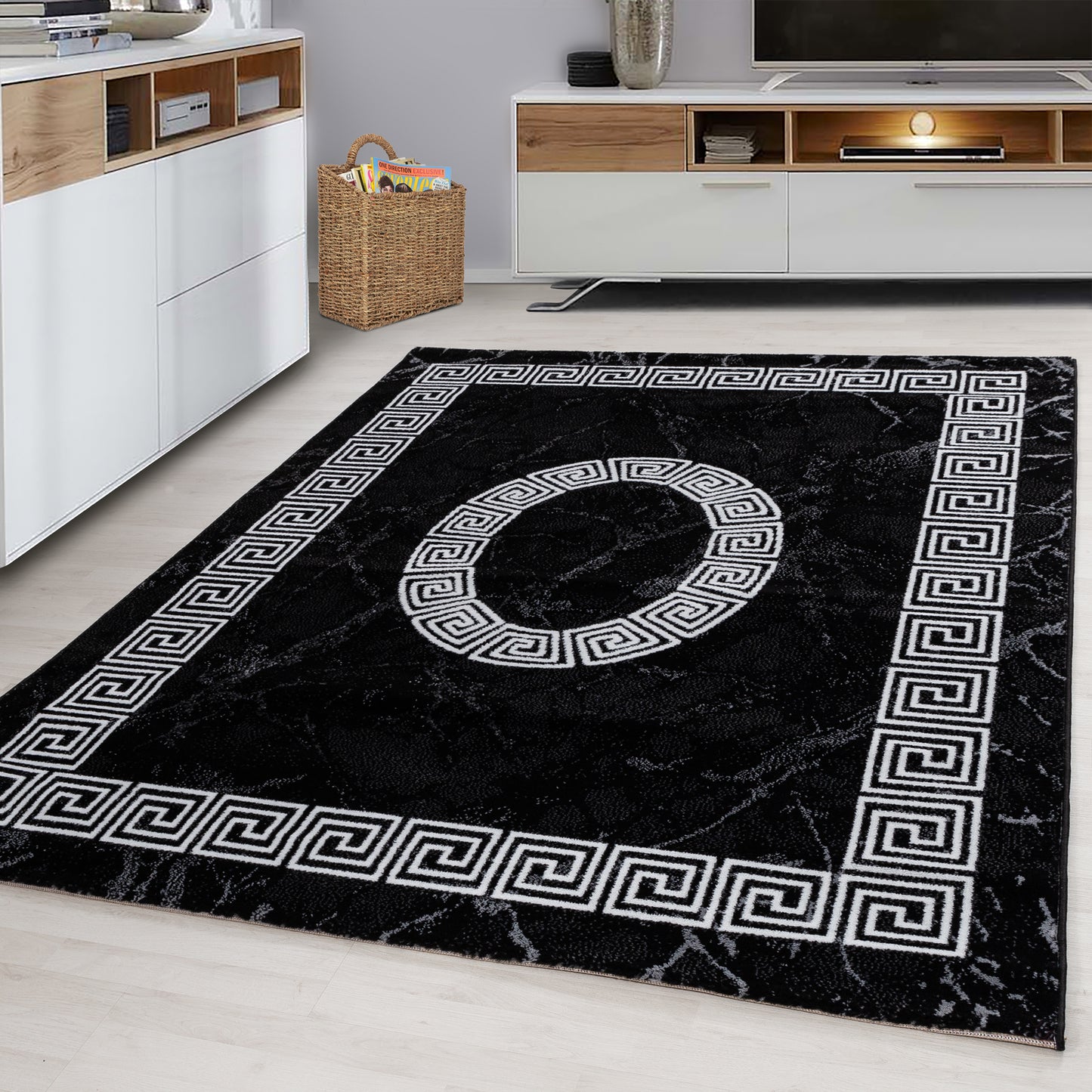 Plus Vloerkleed – Zwart – Klassiek Medaillon – Laagpolig & Decoratief