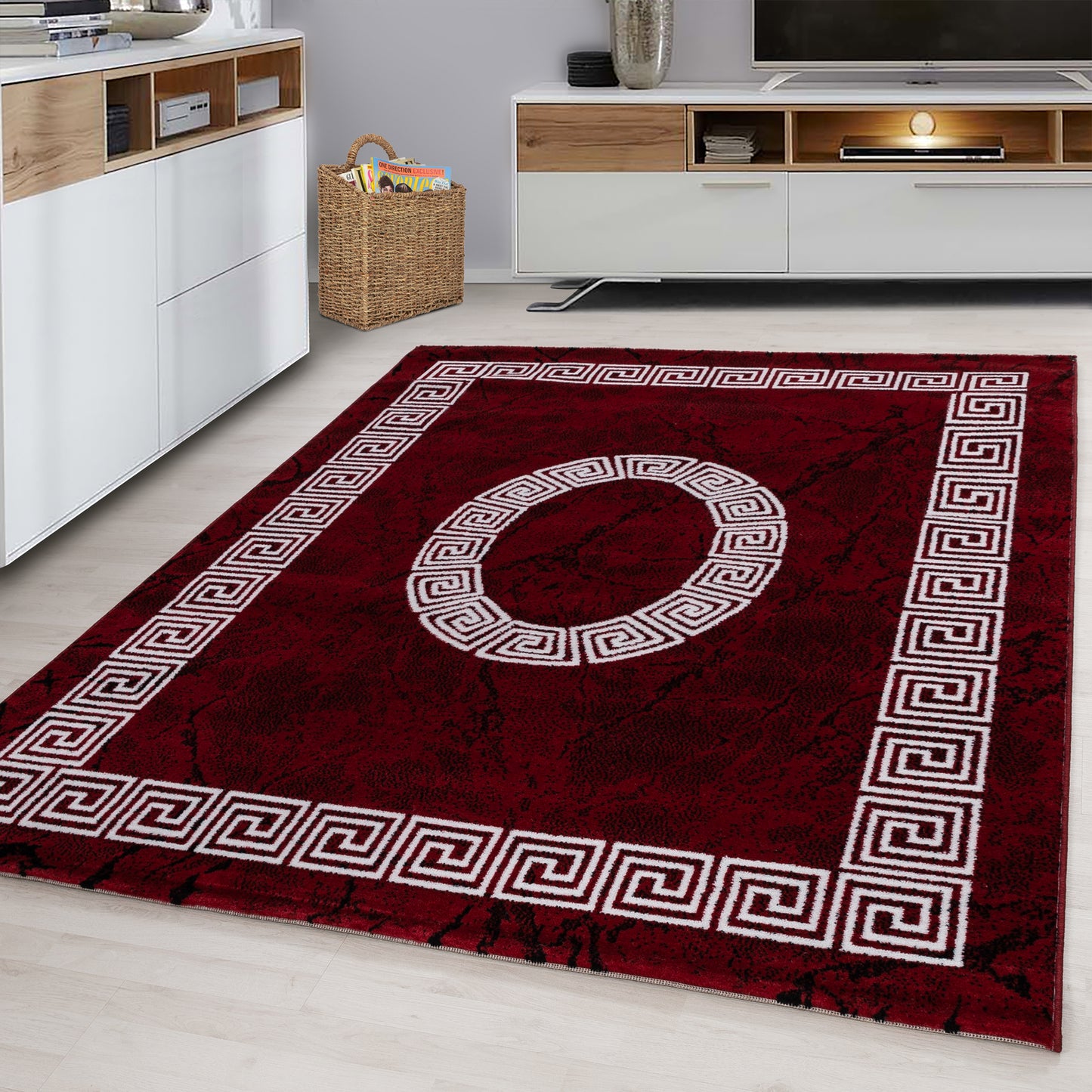 Plus Vloerkleed – Rood – Klassiek Medaillon – Laagpolig & Decoratief