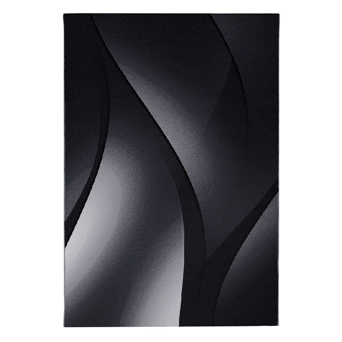 Plus Vloerkleed – Zwart/Antraciet – Golvend 3D Design – Laagpolig