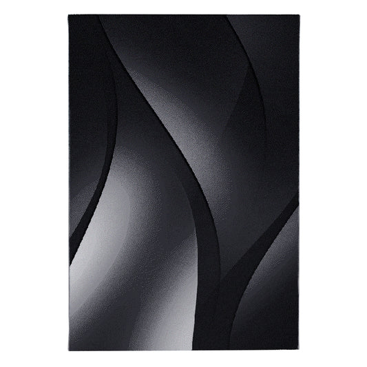 Plus Vloerkleed – Zwart/Antraciet – Golvend 3D Design – Laagpolig