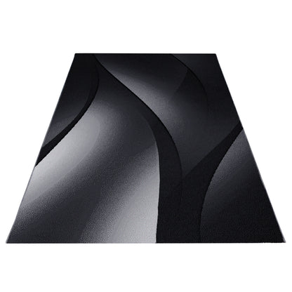 Plus Vloerkleed – Zwart/Antraciet – Golvend 3D Design – Laagpolig