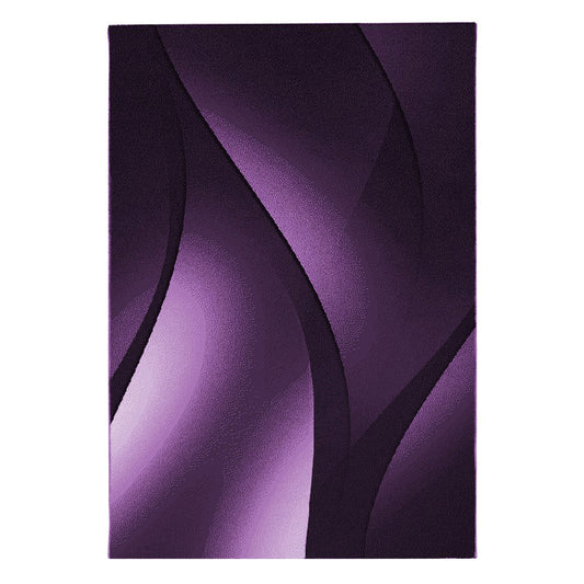 Plus Vloerkleed – Zwart/lila – Golvend 3D Design – Laagpolig
