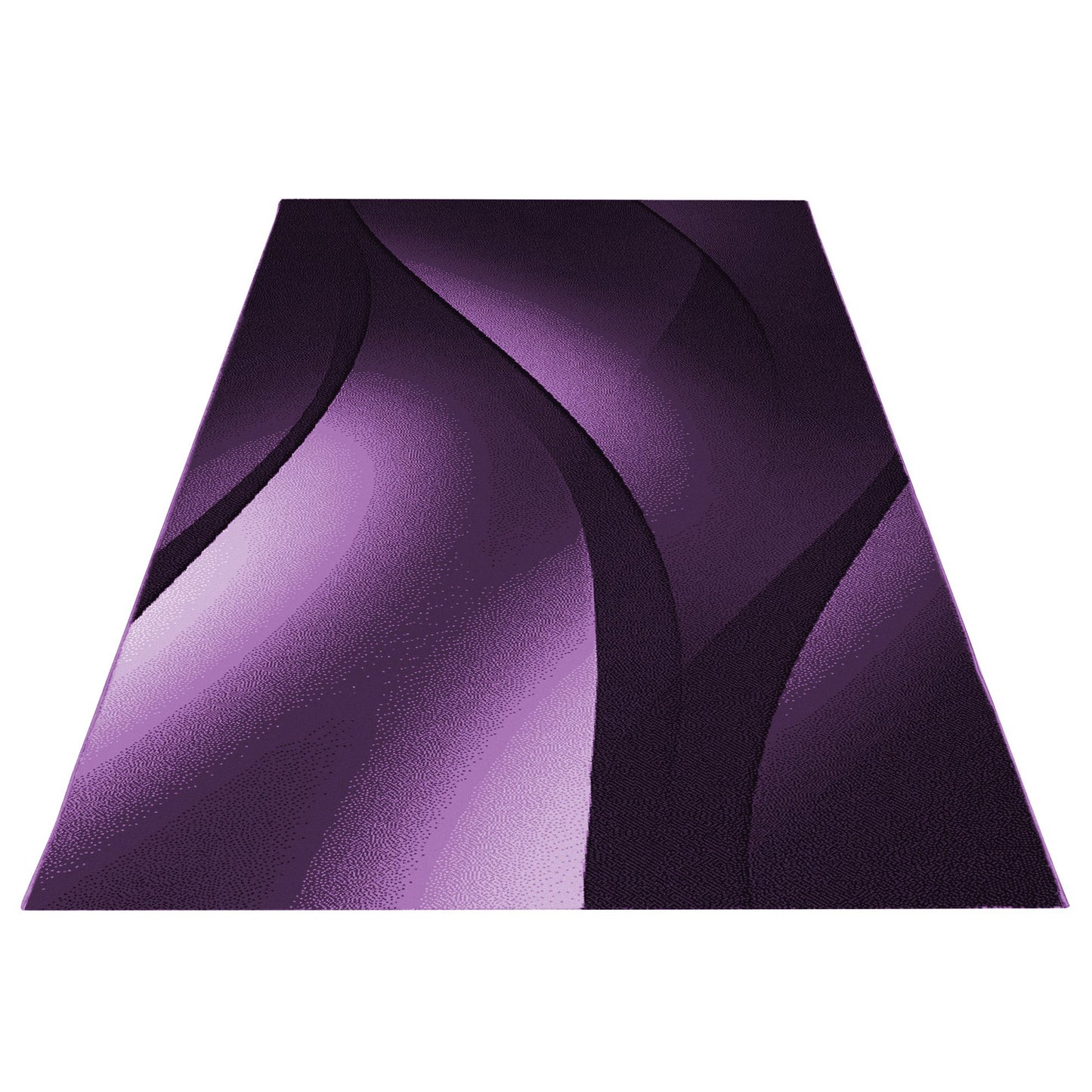 Plus Vloerkleed – Zwart/lila – Golvend 3D Design – Laagpolig