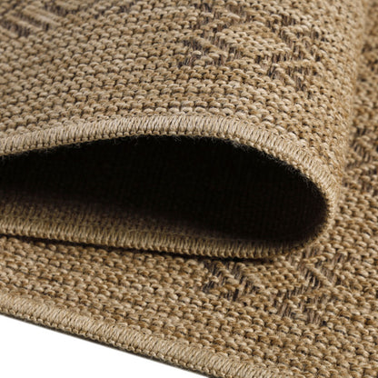 Vloerkleed Dhaka – Beige/Zwart – Laagpolig met Levendig Design – Voor Binnen en Buiten