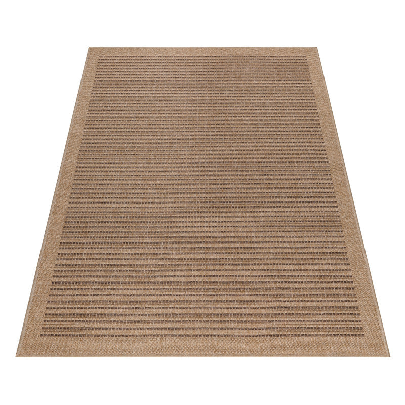 Vloerkleed Dhaka – Taupe/Zwart – Laagpolig met Levendig Design – Voor Binnen en Buiten