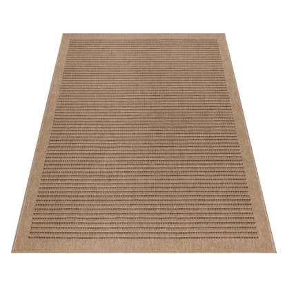 Vloerkleed Dhaka – Taupe/Zwart – Laagpolig met Levendig Design – Voor Binnen en Buiten