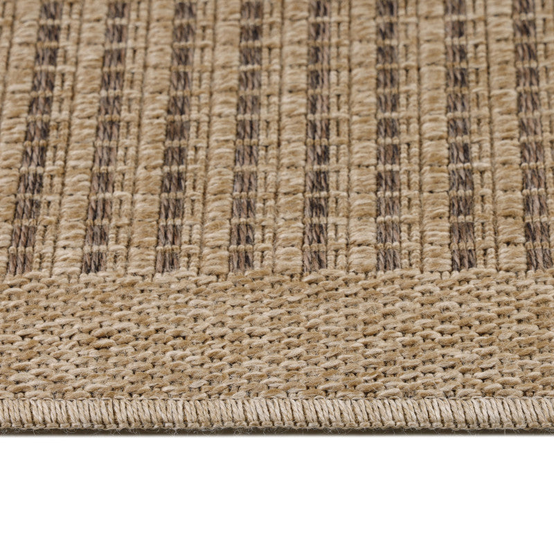 Vloerkleed Dhaka – Taupe/Zwart – Laagpolig met Levendig Design – Voor Binnen en Buiten