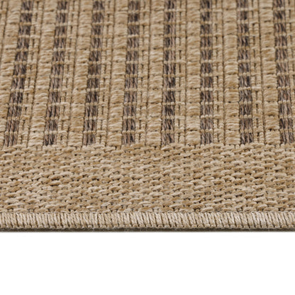 Vloerkleed Dhaka – Taupe/Zwart – Laagpolig met Levendig Design – Voor Binnen en Buiten