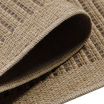 Vloerkleed Dhaka – Taupe/Zwart – Laagpolig met Levendig Design – Voor Binnen en Buiten