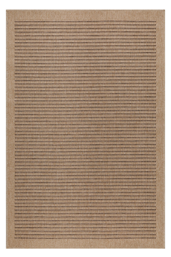 Vloerkleed Dhaka – Taupe/Zwart – Laagpolig met Levendig Design – Voor Binnen en Buiten
