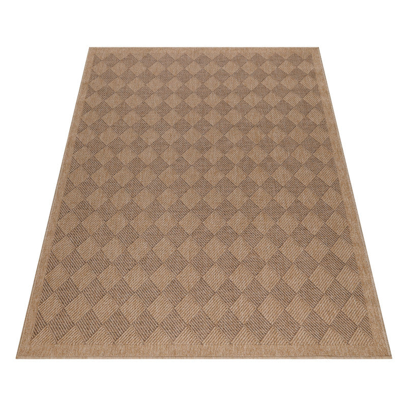 Vloerkleed Dhaka – Taupe/Beige – Laagpolig met Levendig Design – Voor Binnen en Buiten