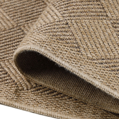 Vloerkleed Dhaka – Taupe/Beige – Laagpolig met Levendig Design – Voor Binnen en Buiten