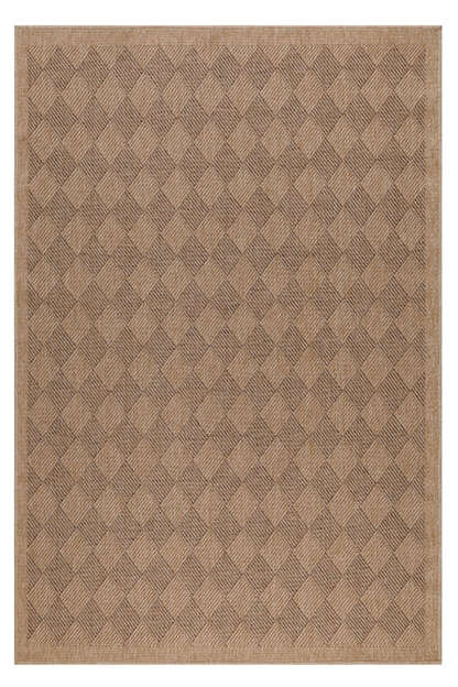 Vloerkleed Dhaka – Taupe/Beige – Laagpolig met Levendig Design – Voor Binnen en Buiten