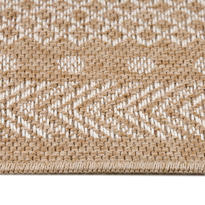 Vloerkleed Dhaka – Lichtbeige/Beige – Laagpolig met Levendig Design – Binnen en Buiten