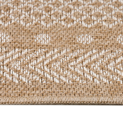 Vloerkleed Dhaka – Lichtbeige/Beige – Laagpolig met Levendig Design – Binnen en Buiten