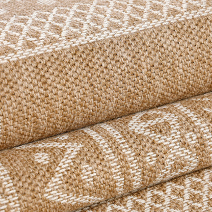 Vloerkleed Dhaka – Lichtbeige/Beige – Laagpolig met Levendig Design – Binnen en Buiten