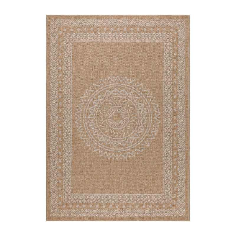 Vloerkleed Dhaka – Lichtbeige/Beige – Laagpolig met Levendig Design – Binnen en Buiten