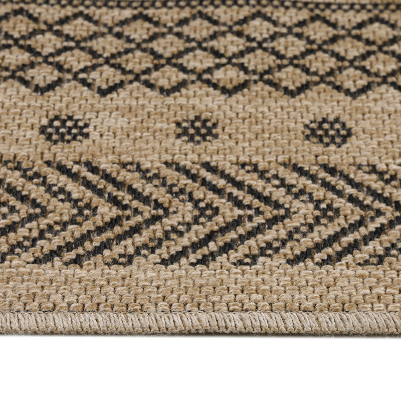 Vloerkleed Dhaka – Zwart – Laagpolig met Levendig Design – Voor Binnen en Buiten