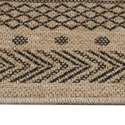 Vloerkleed Dhaka – Zwart – Laagpolig met Levendig Design – Voor Binnen en Buiten