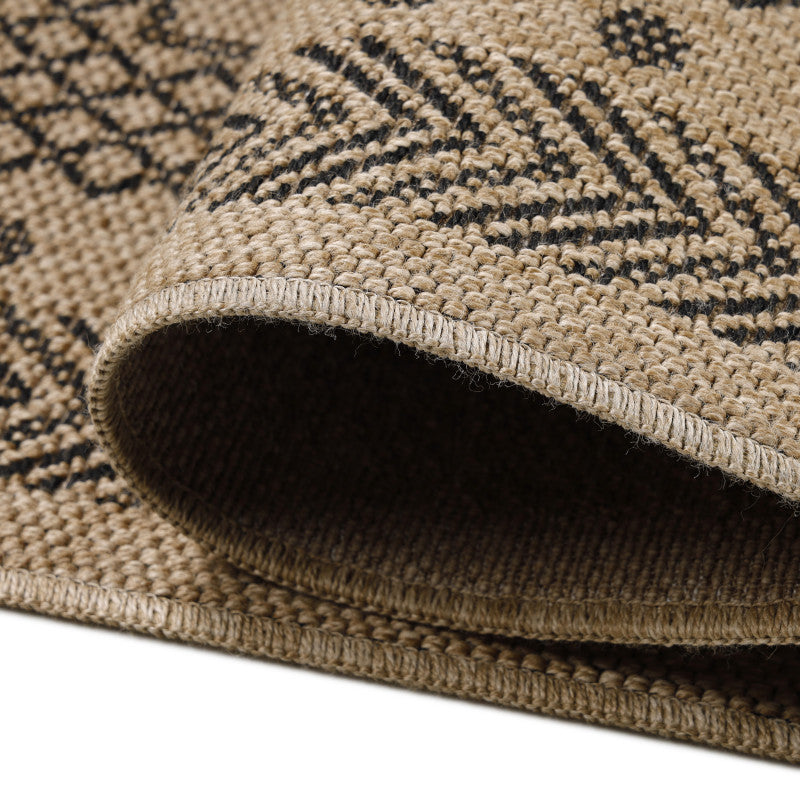 Vloerkleed Dhaka – Zwart – Laagpolig met Levendig Design – Voor Binnen en Buiten