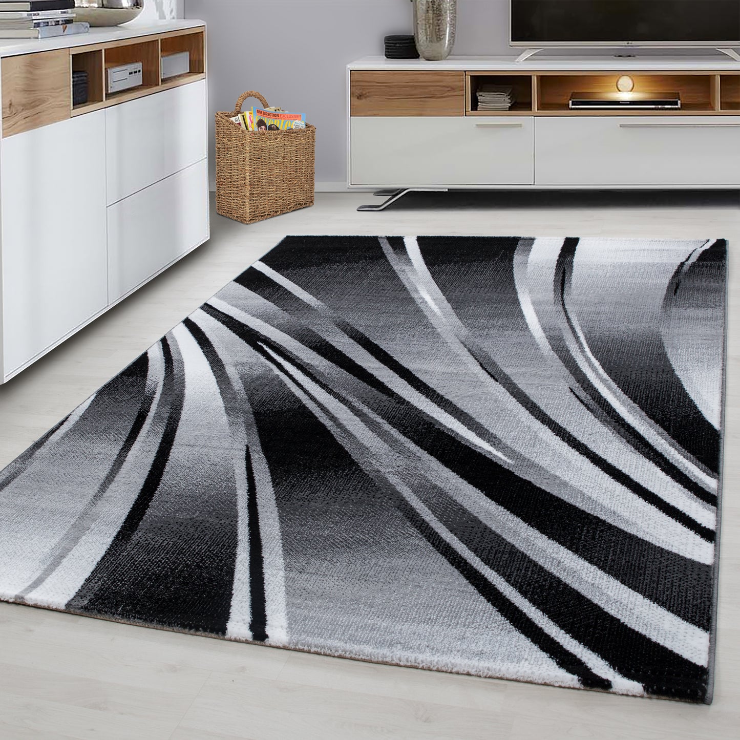 Parma Vloerkleed – Zwarte Golf – Laagpolig & Modern Design