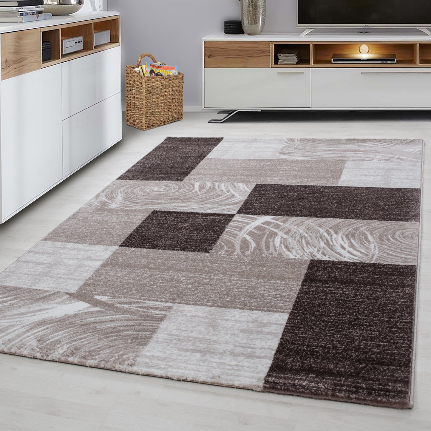 Parma Vloerkleed – Bruin Blok – Laagpolig & Modern Design