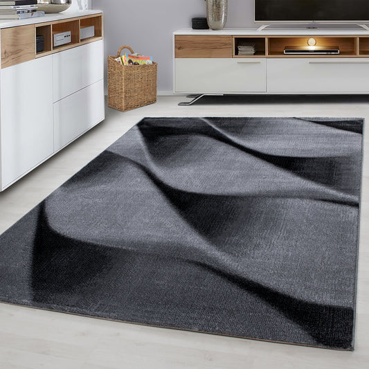 Parma Vloerkleed – Zwart Golvend – Laagpolig & Modern Design