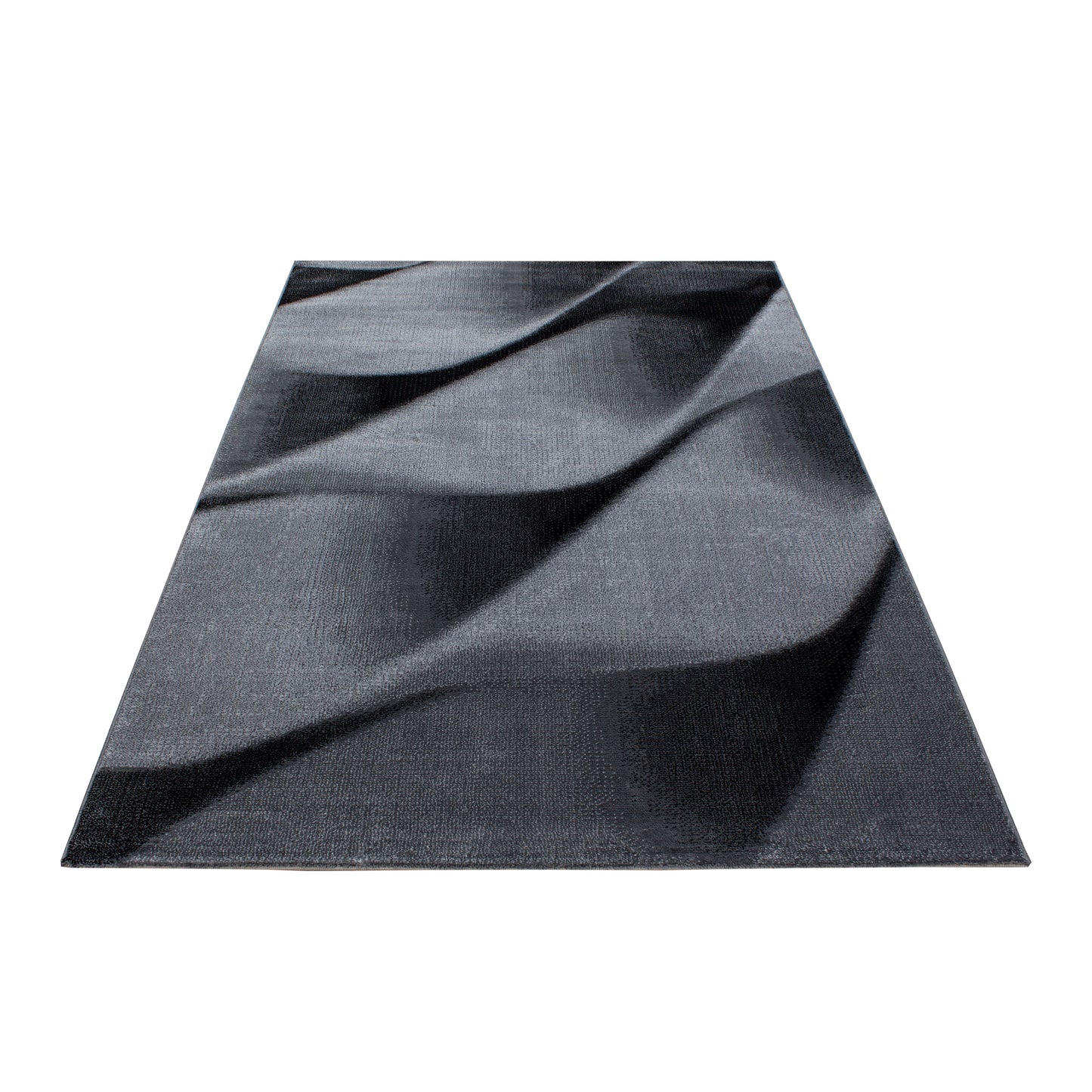 Parma Vloerkleed – Zwart Golvend – Laagpolig & Modern Design