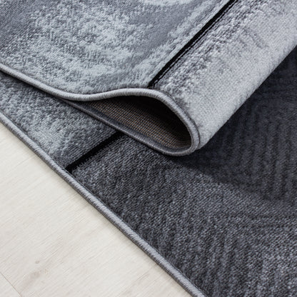Parma Vloerkleed – Zwart Houtstructuur – Laagpolig & Modern Design