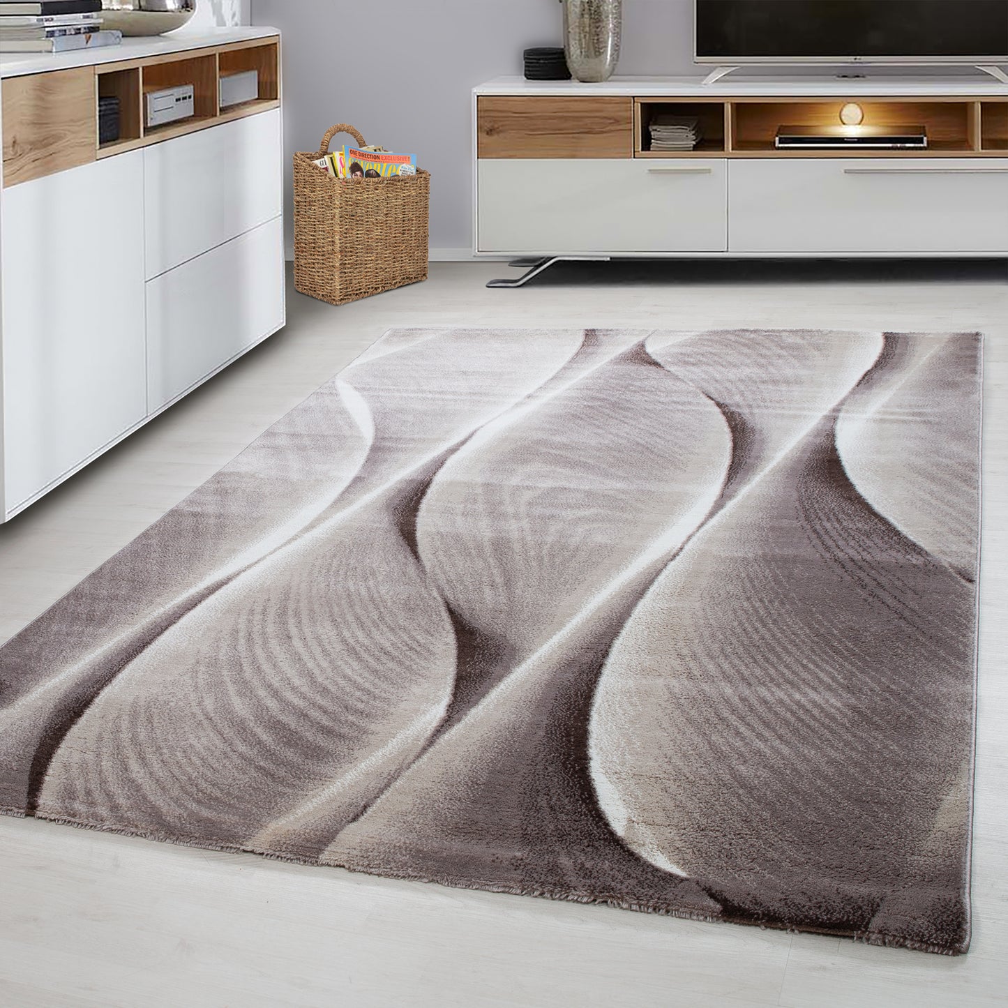Parma Vloerkleed – Bruine Curve – Laagpolig & Modern Design
