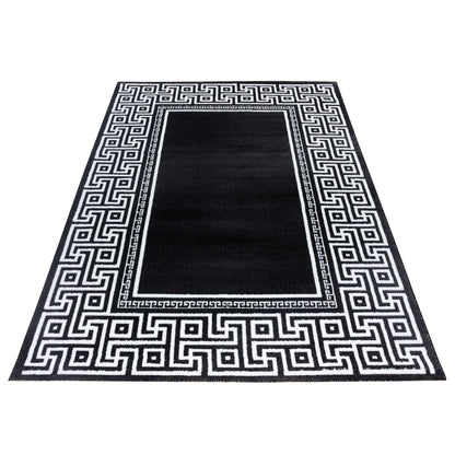 Parma Vloerkleed – Zwart Klassiek Randmotief – Laagpolig & Modern Design