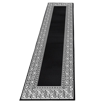 Parma Vloerkleed – Zwart Klassiek Randmotief – Laagpolig & Modern Design