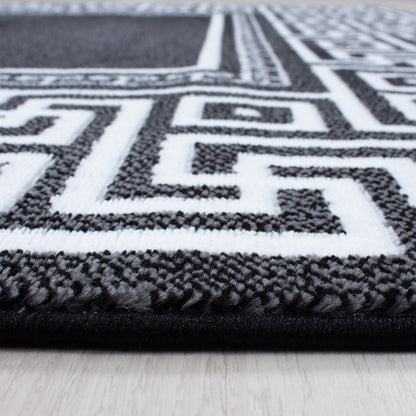 Parma Vloerkleed – Zwart Klassiek Randmotief – Laagpolig & Modern Design