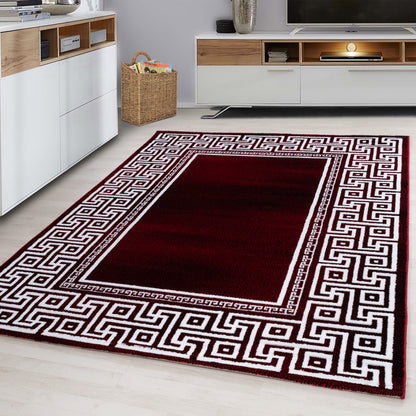 Parma Vloerkleed – Rood Klassiek Randmotief – Laagpolig & Modern Design